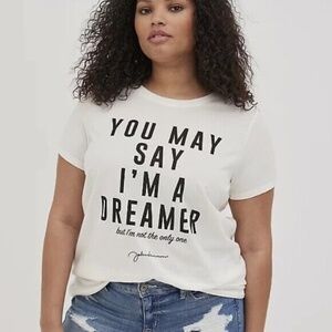TORRID John Lennon T-Shirt "You May Say I'm a Dreamer" Imagine, Size 2 2X, NEW!